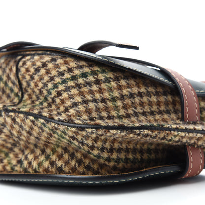 Loewe Smooth Calfskin Tweed Small Gate Crossbody Bag Dark Green Tan Multicolor 7 of 10