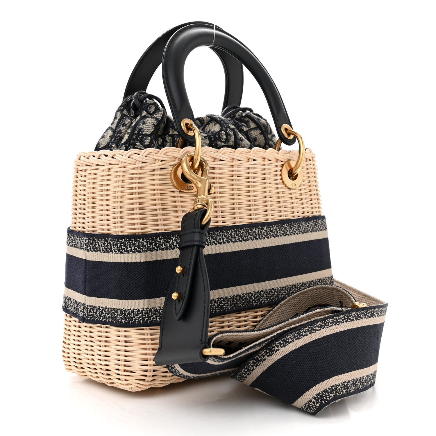 Christian Dior Wicker Oblique Medium Lady Dior Bag Blue 3 of 10