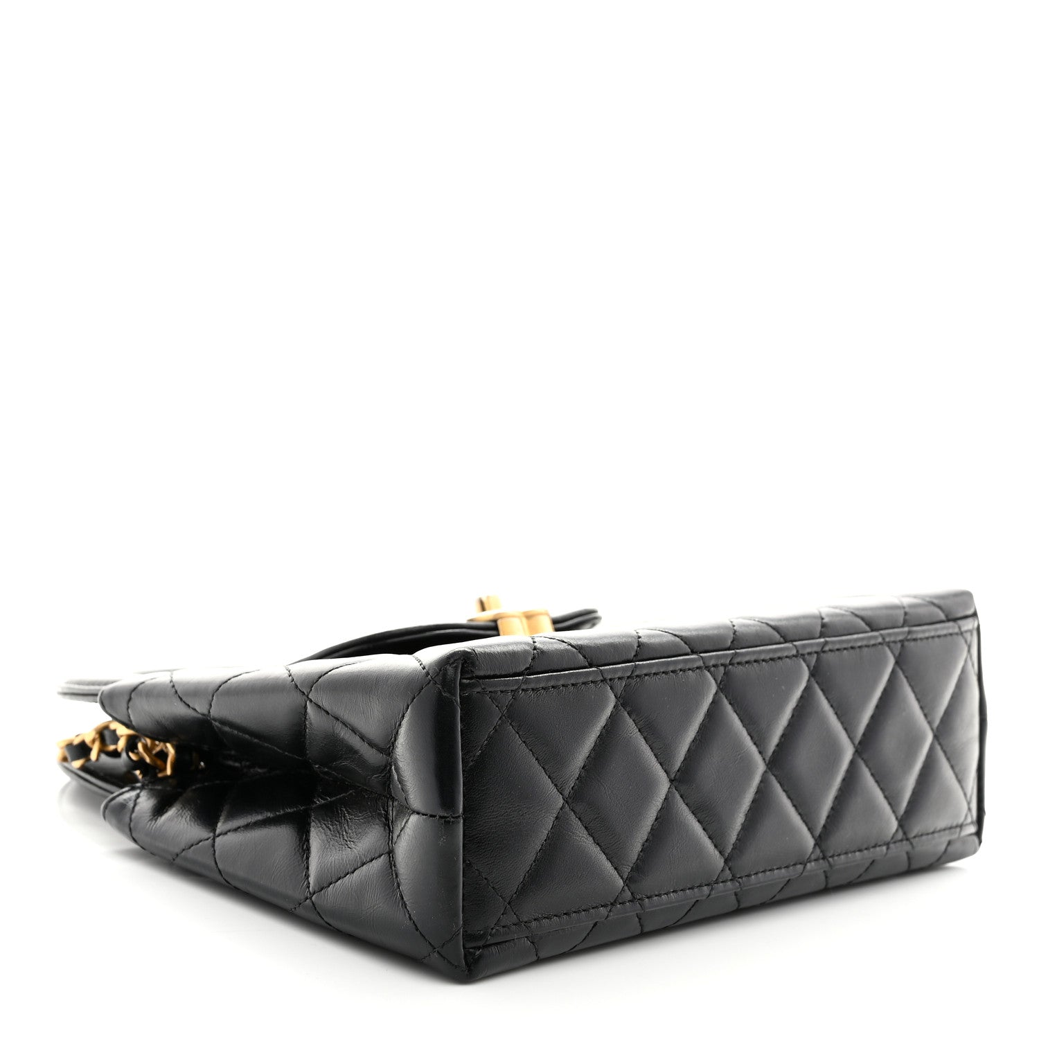 Chanel Shiny Aged Calfskin Quilted Nano Kelly Shopper Black 4 of 10