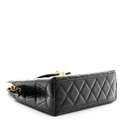 Chanel Shiny Aged Calfskin Quilted Nano Kelly Shopper Black 4 of 10