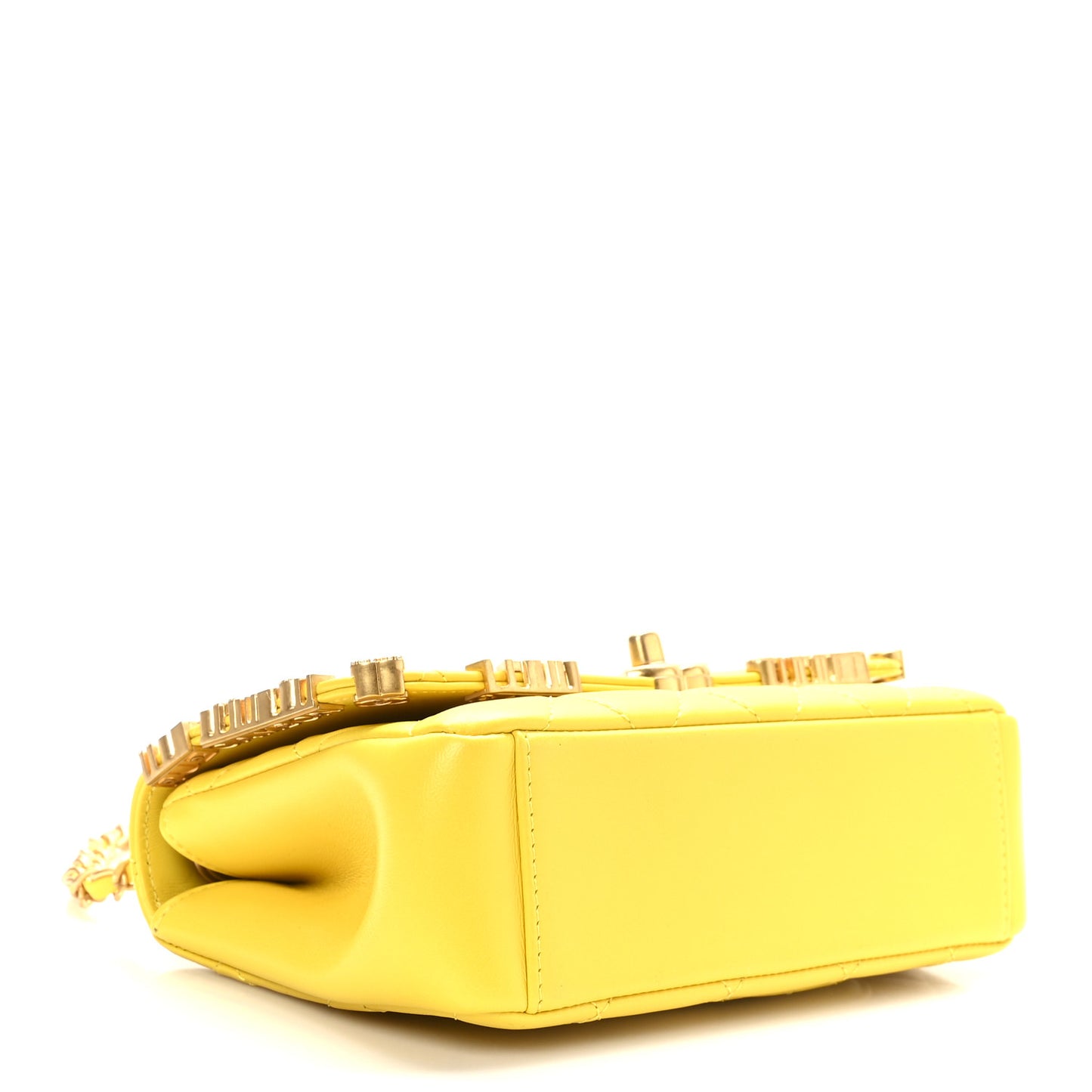 Lambskin Enamel Strass Quilted Mini Paris Monaco Flap Yellow