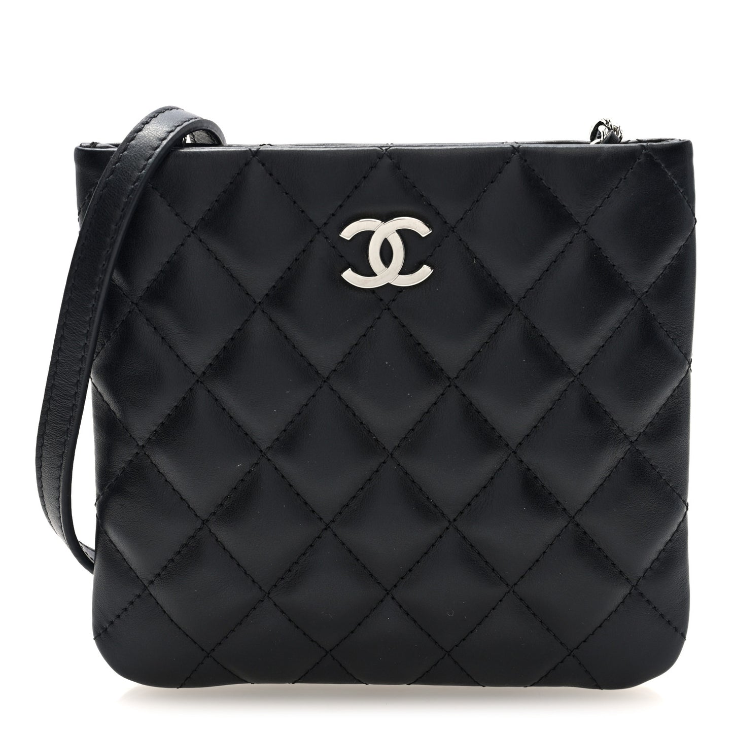 Lambskin Quilted Uniform Crossbody Bag Black