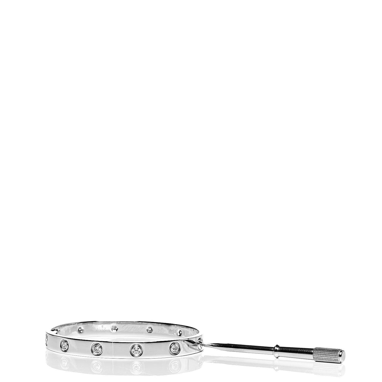 18K White Gold 10 Diamond LOVE Bracelet 17