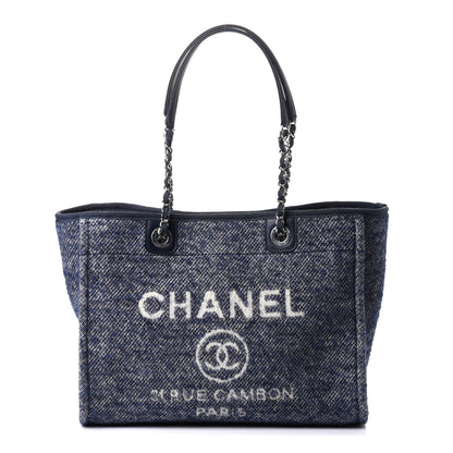Chanel Mixed Fibers Calfskin Small Deauville Tote Blue 1 of 9