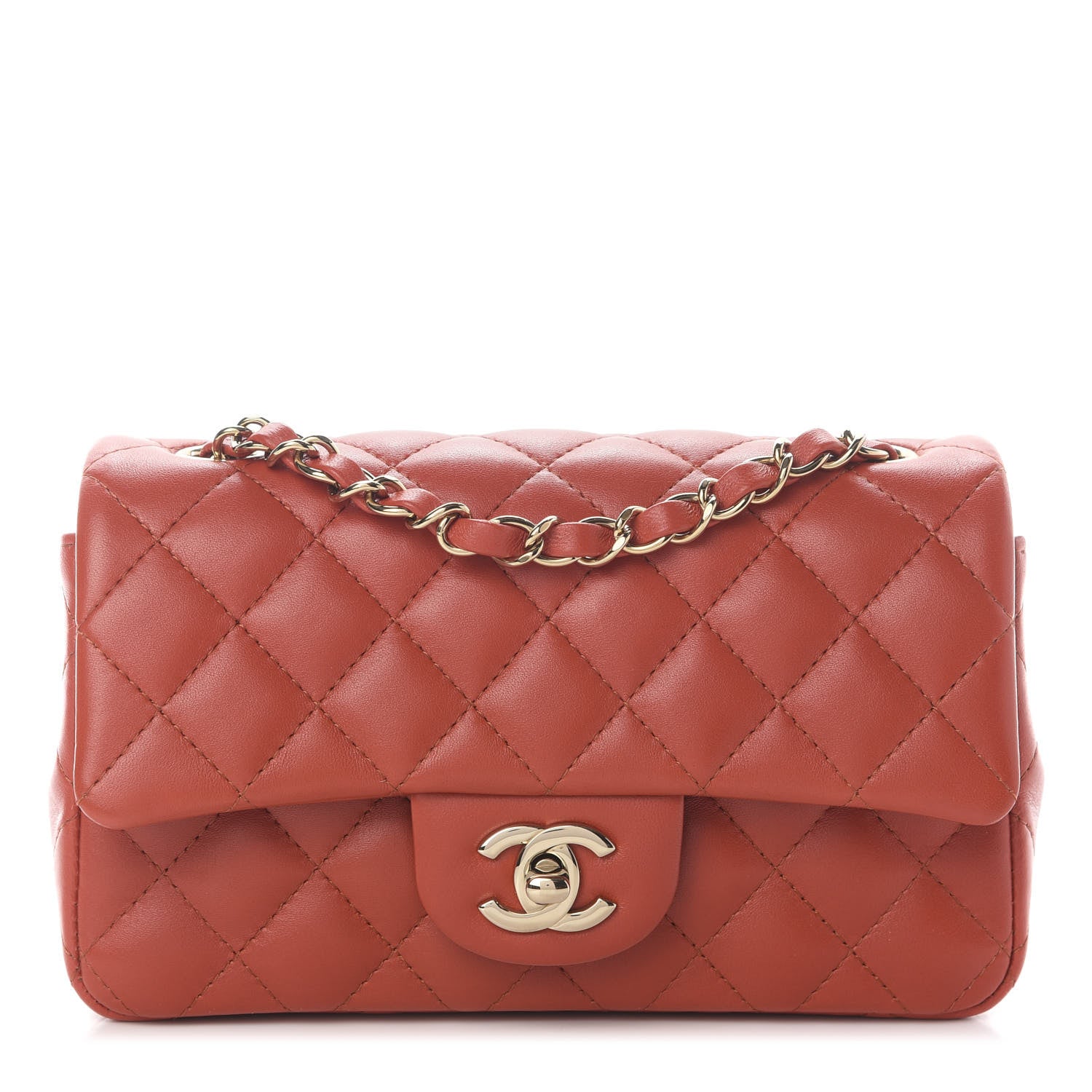Chanel Lambskin Quilted Mini Rectangular Flap Brown 1 of 11