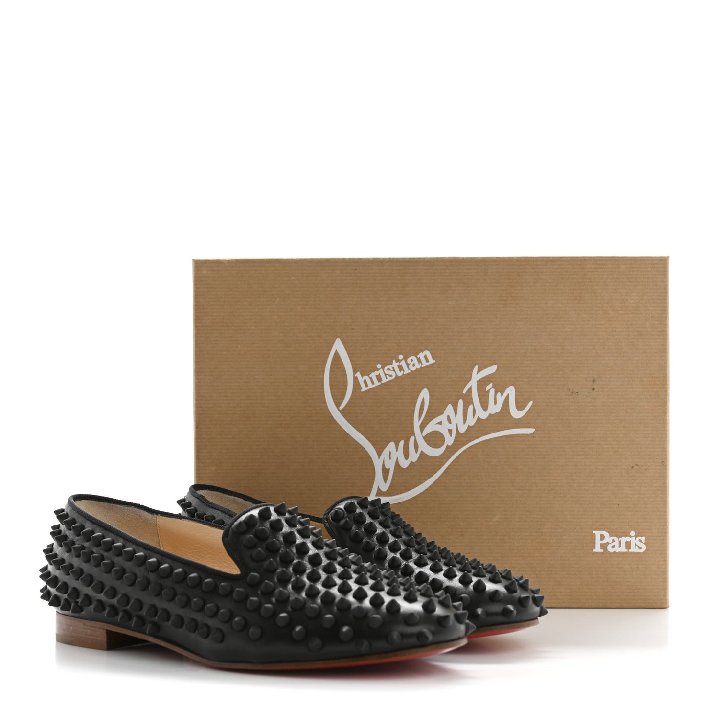Nappa Calfskin Rolling Spikes Flat Loafer 36.5 Black