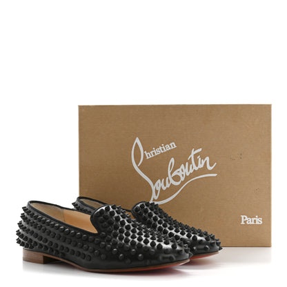 Christian Louboutin Nappa Calfskin Rolling Spikes Flat Loafer 36.5 Black 9 of 9