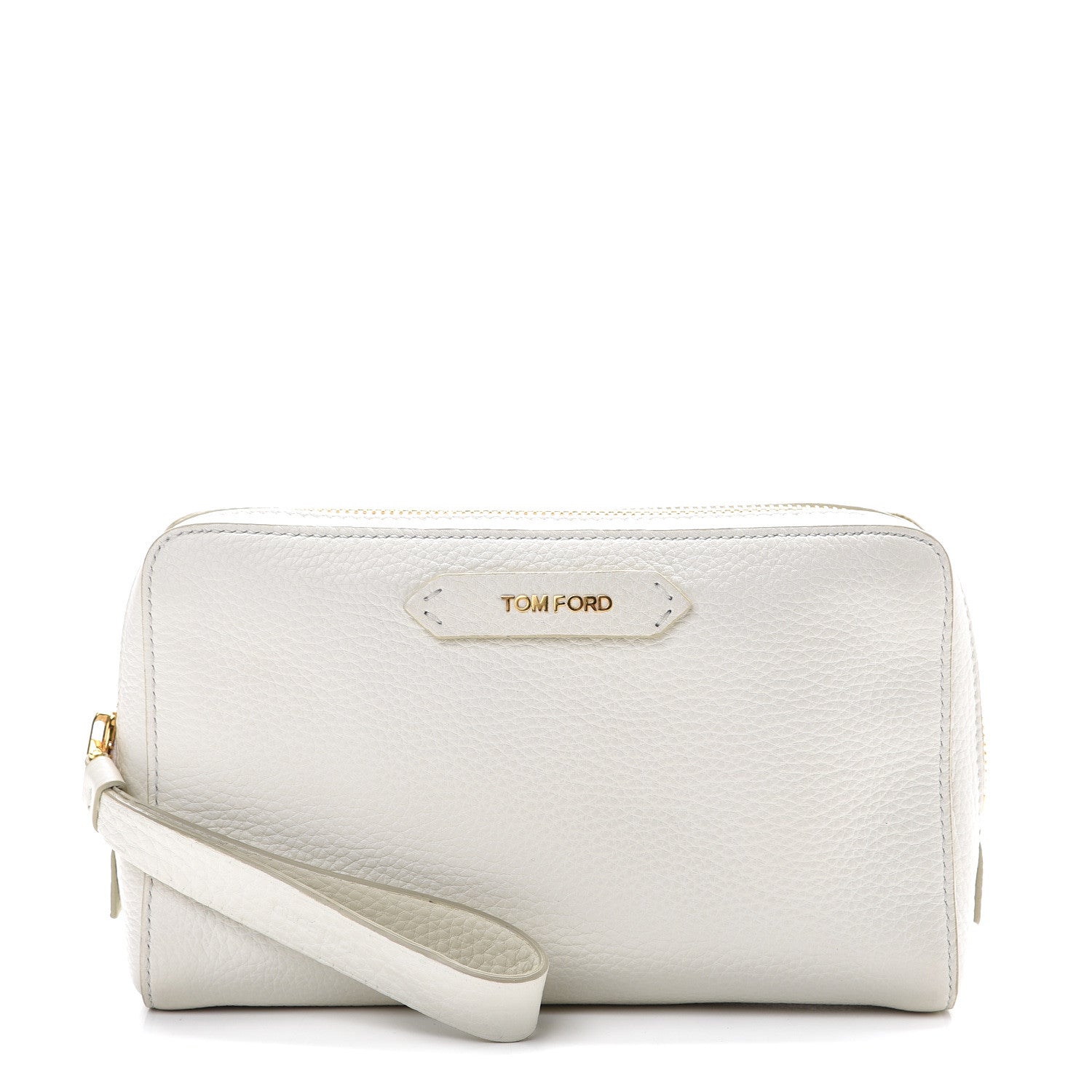 Tom Ford Grained Calfskin Medium Cosmetic Pouch White 1 of 8