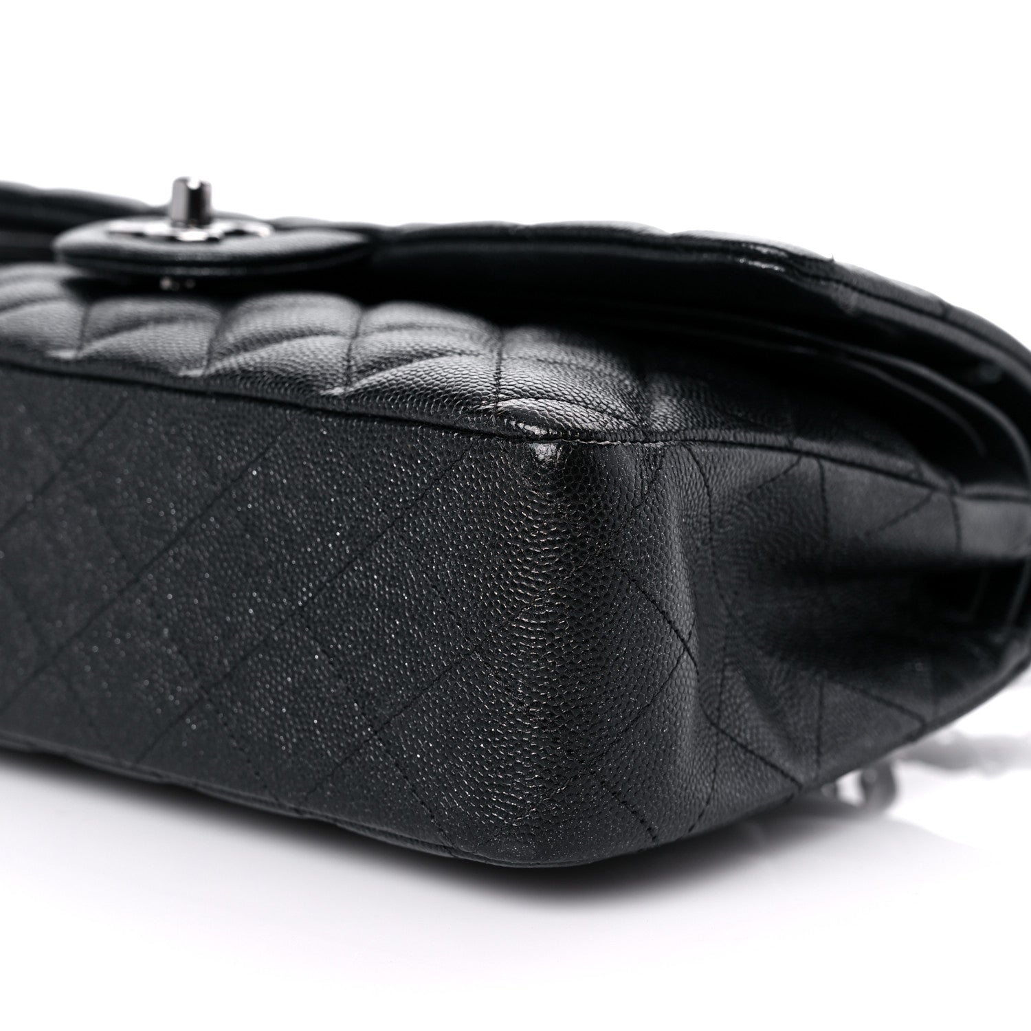 Chanel Metallic Caviar Quilted Medium Double Flap Dark Charcoal 9 of 10