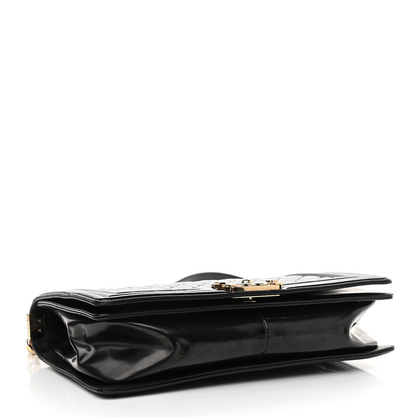Iridescent Glazed Calfskin Quilted New Medium Boy Flap Black