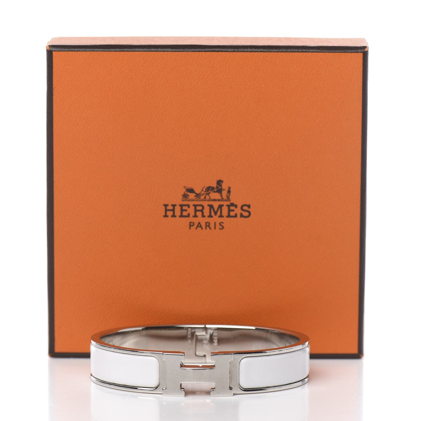 Enamel Narrow Clic Clac H Bracelet PM White