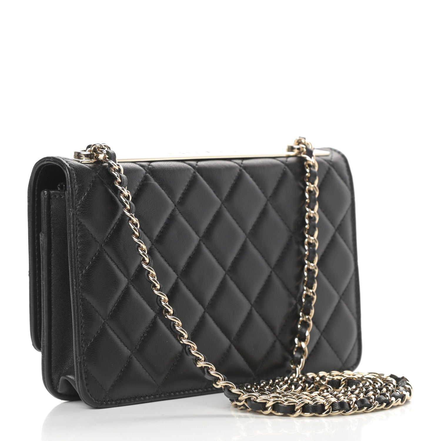 Chanel Lambskin Quilted Trendy CC Wallet On Chain WOC Black 3 of 12