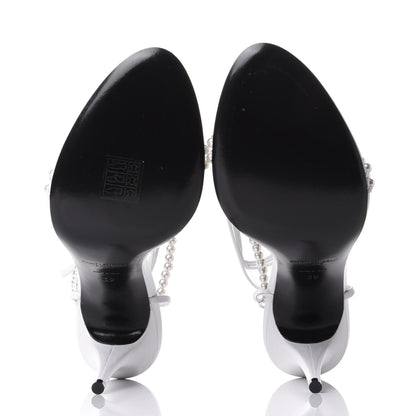 Saint Laurent Pearl Embellished Wrap Pumps 39 White 7 of 10