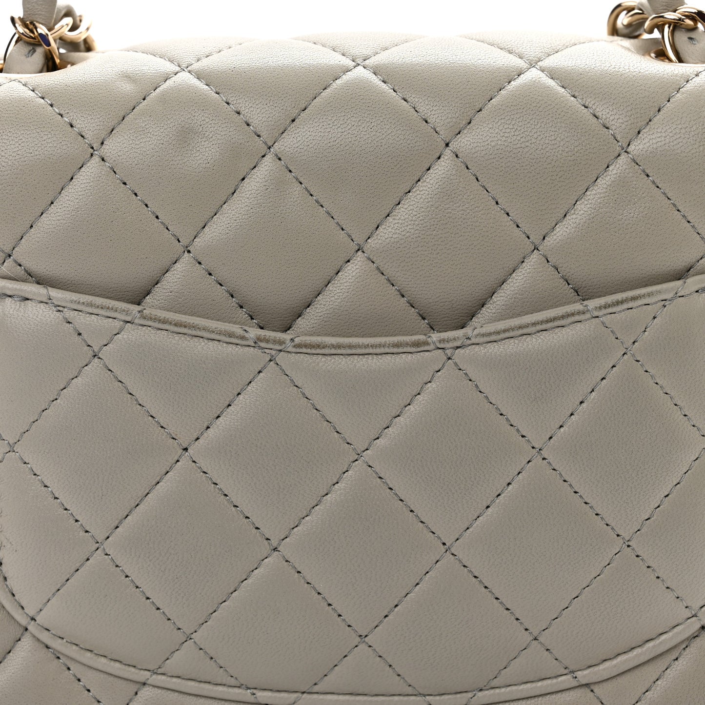 Lambskin Quilted Mini Square Flap Grey