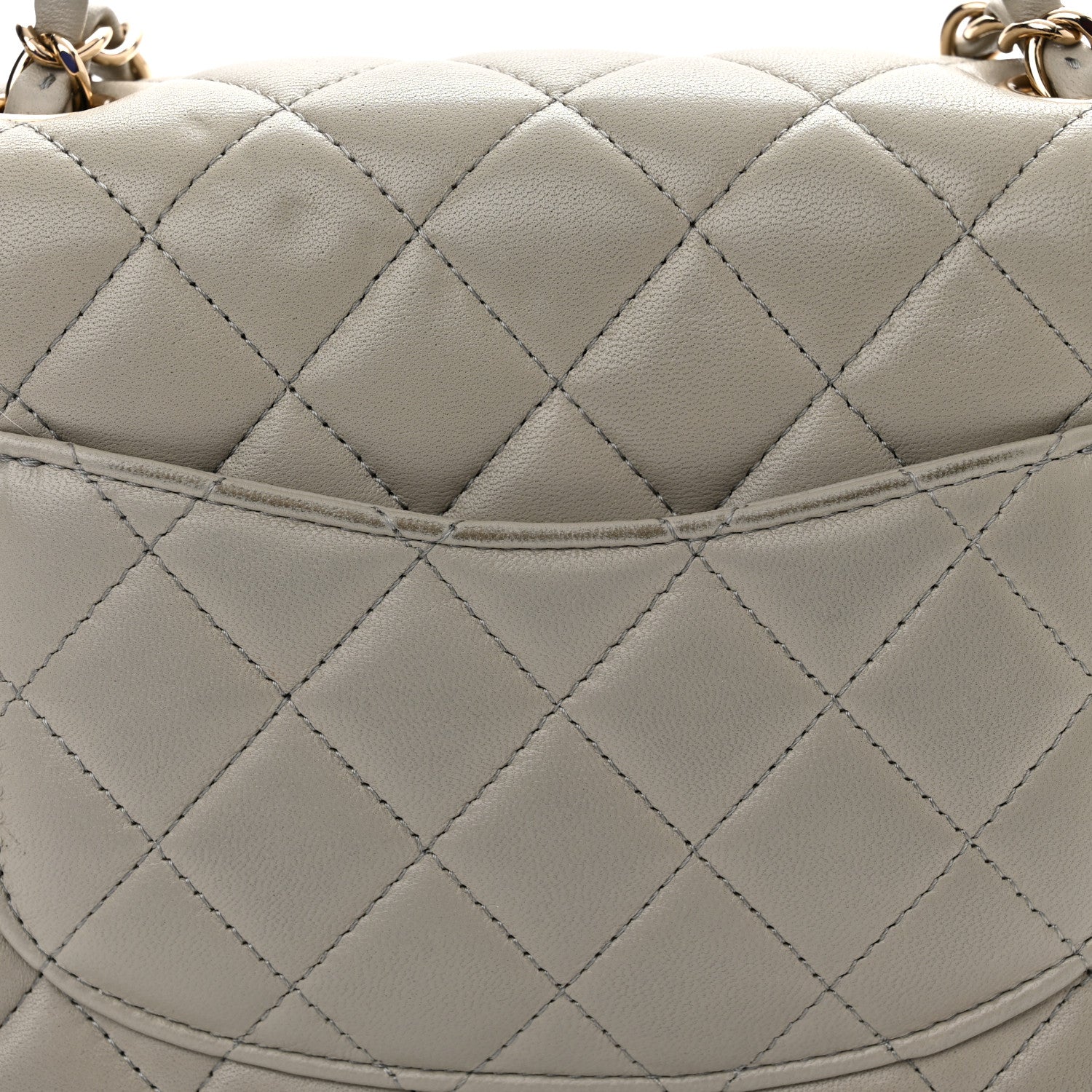 Chanel Lambskin Quilted Mini Square Flap Grey 11 of 14