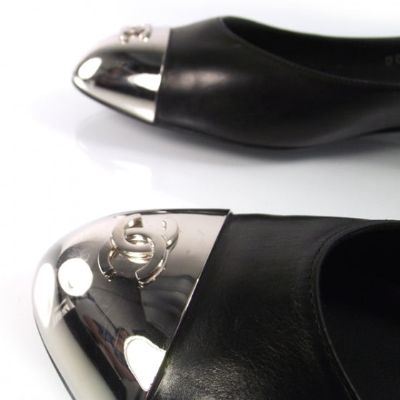 Chanel Leather Steel Toe Ballerina Flats 37 5 of 9