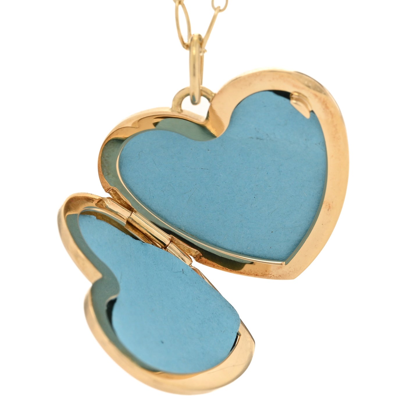 18K Yellow Gold Heart Locket Pendant Necklace