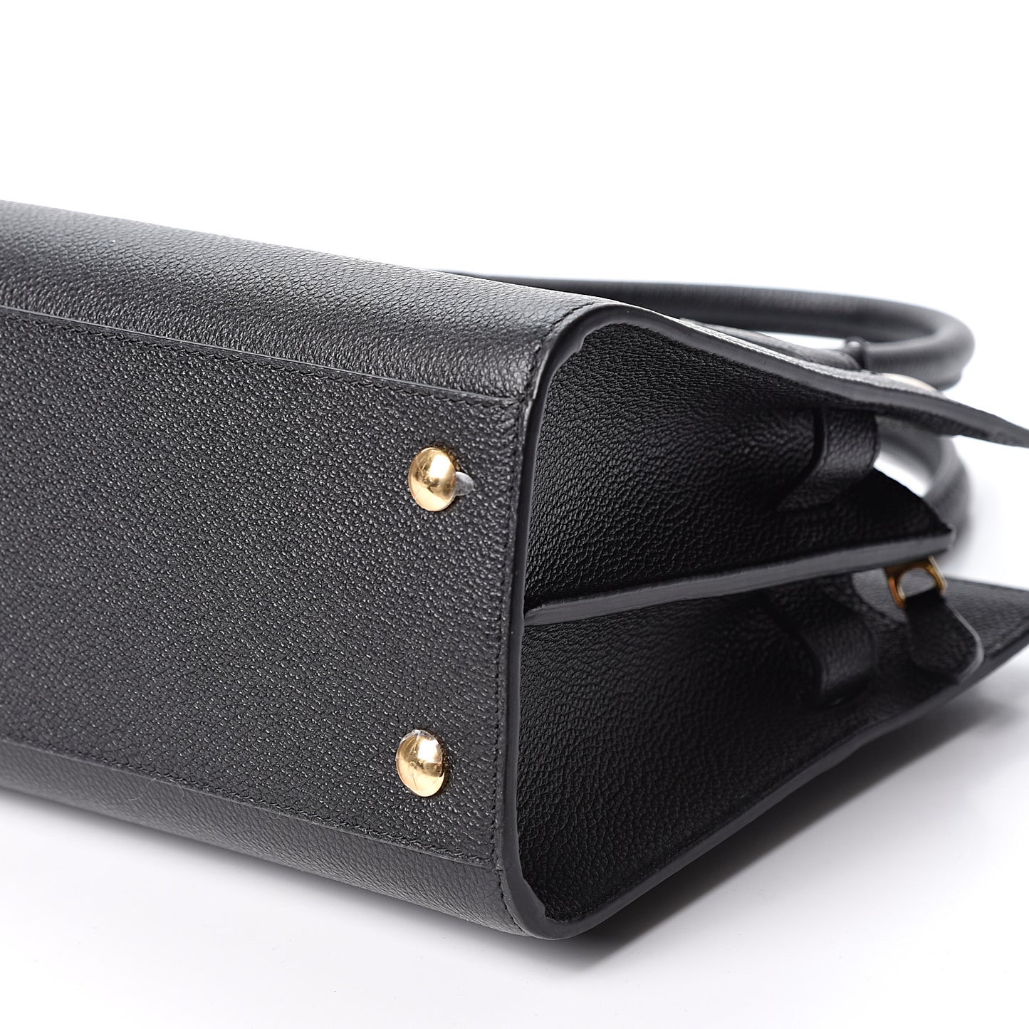 Grainy Calfskin Mini Two Handle Title Bag Black