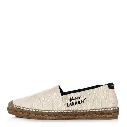 Saint Laurent Canvas Nappa Elba Light Logo Embroidered Espadrilles 40 Ecru 1 of 8