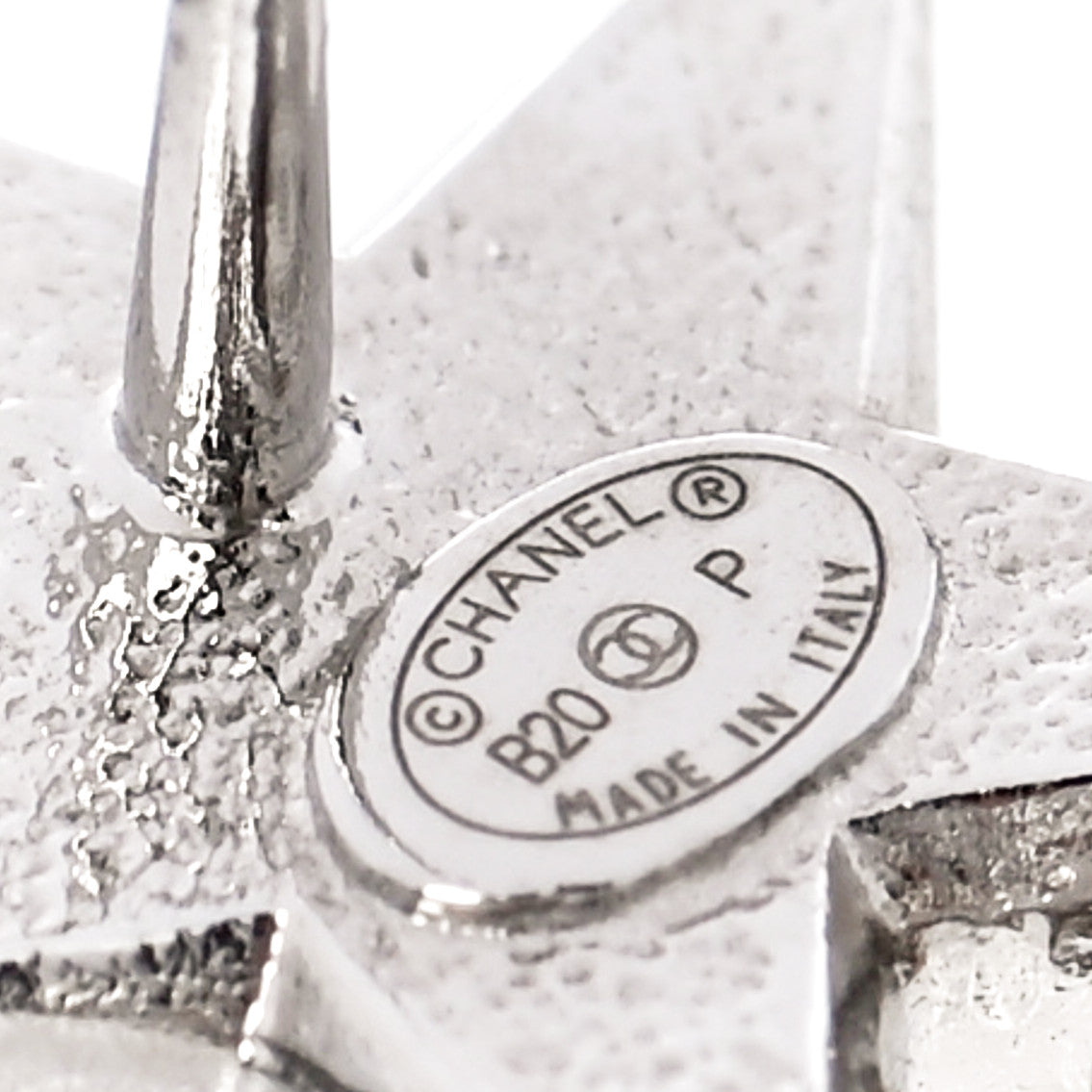 Chanel Crystal Pearl CC Star Drop Earrings Silver 3 of 5