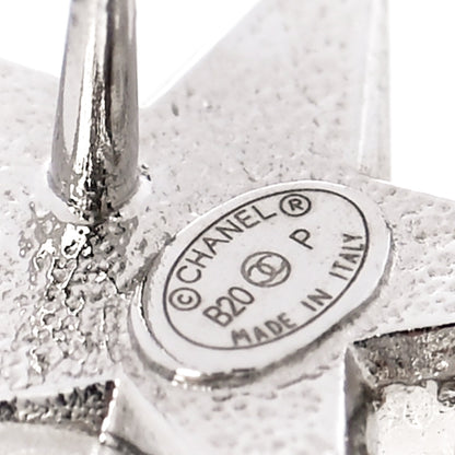 Chanel Crystal Pearl CC Star Drop Earrings Silver 3 of 5