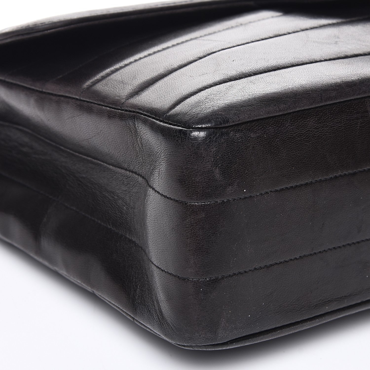 Chanel Lambskin Horizontal Quilt Jumbo Single Flap Black 9 of 14