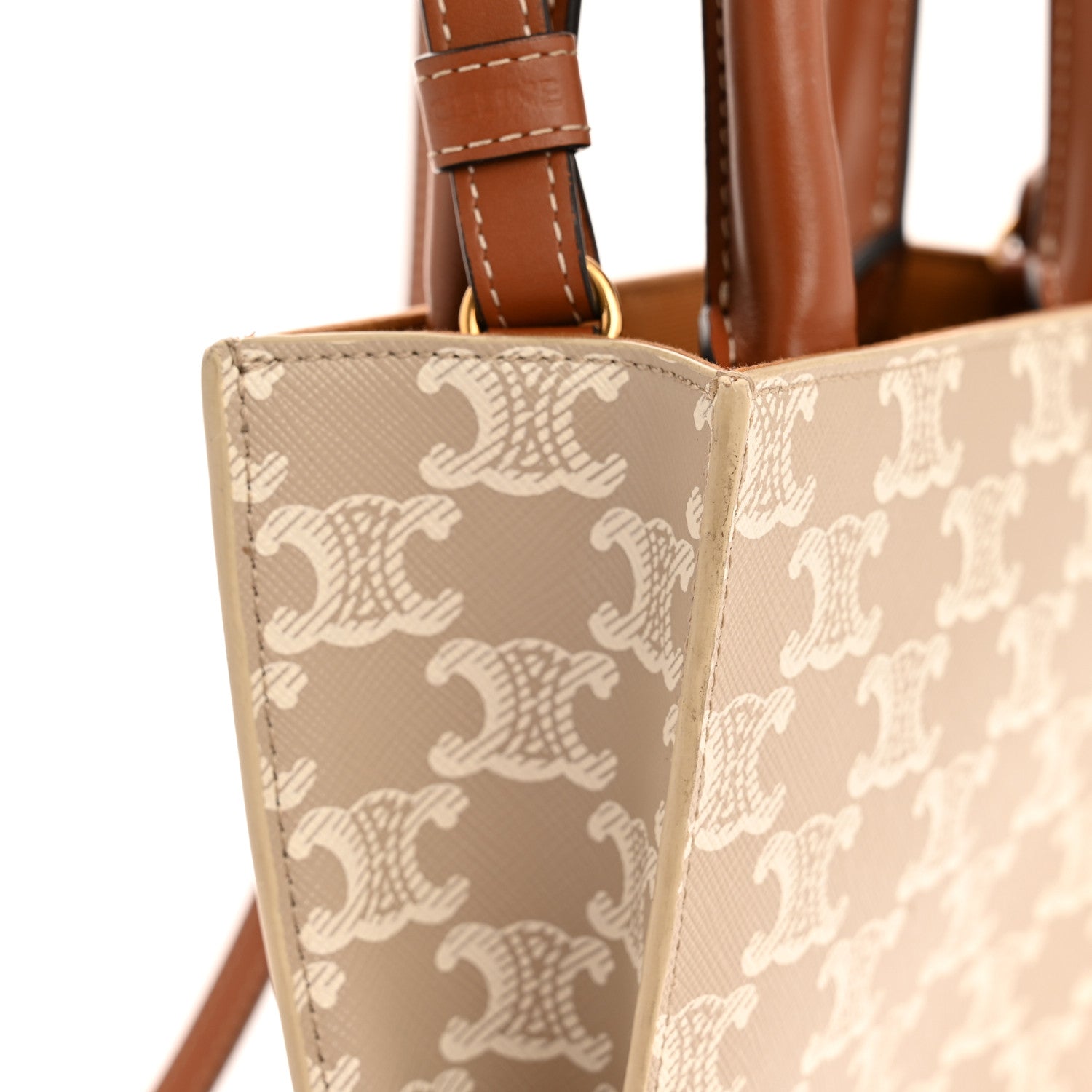 Celine Triomphe Canvas Calfskin Mini Vertical Cabas Grege 1813688