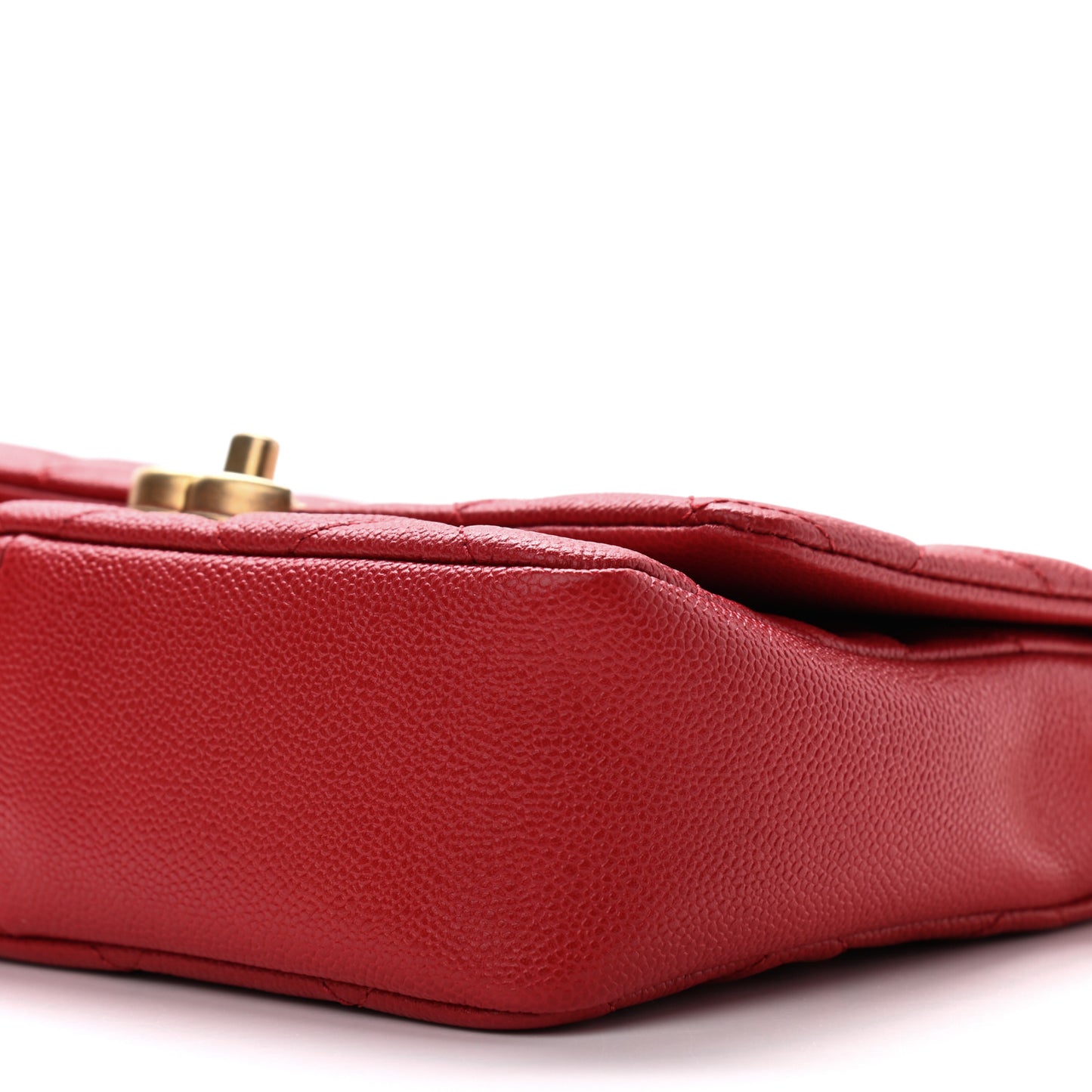 Shiny Caviar Quilted Small Chain Melody Flap Red