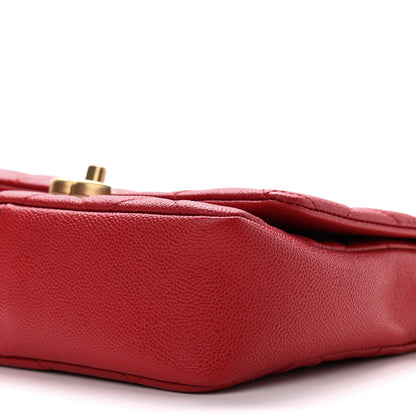 Chanel Shiny Caviar Quilted Small Chain Melody Flap Red 9 of 9