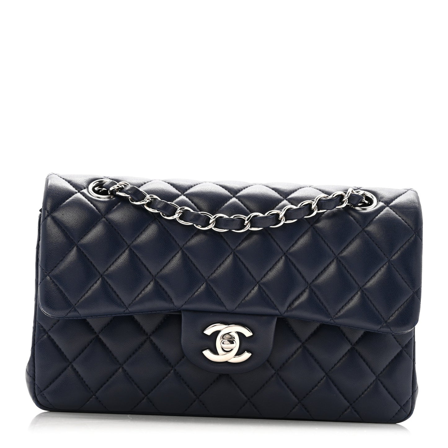 Lambskin Quilted Small Double Flap Blue