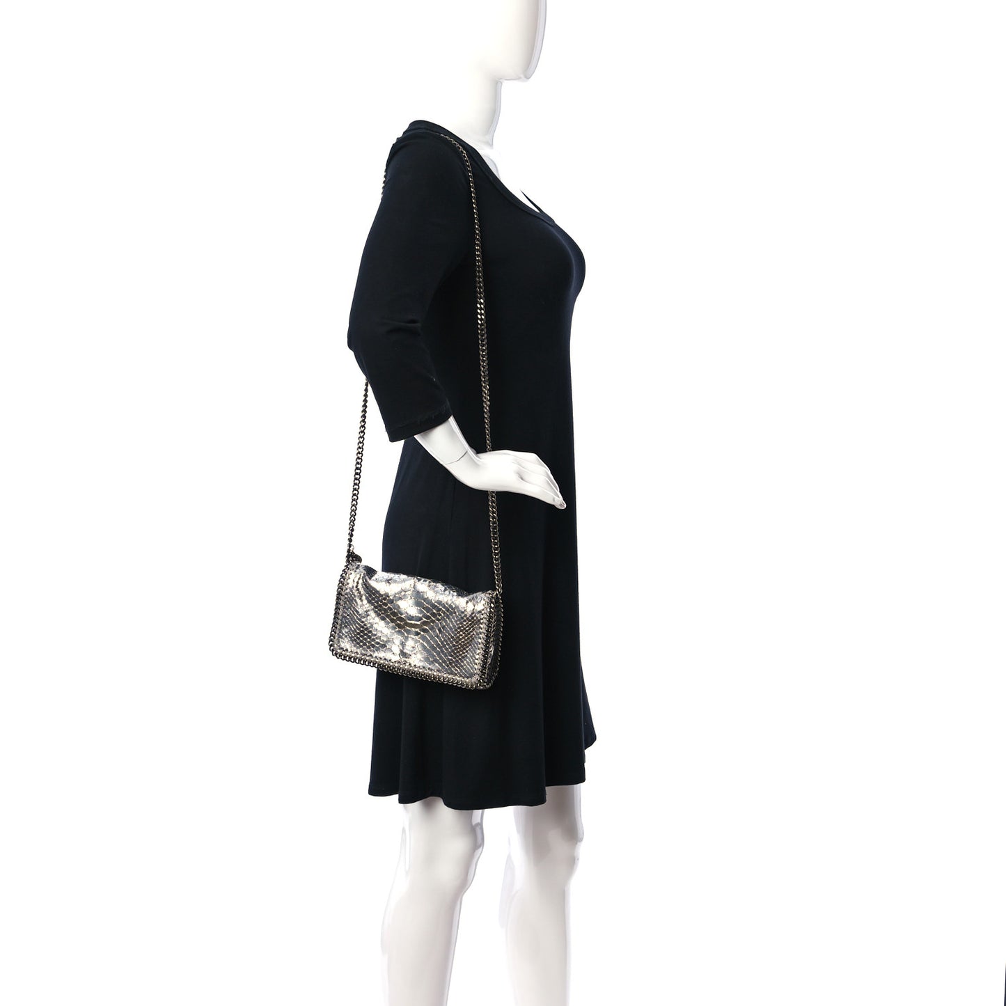Metallic Alter Snakeskin Falabella Crossbody Bag Silver