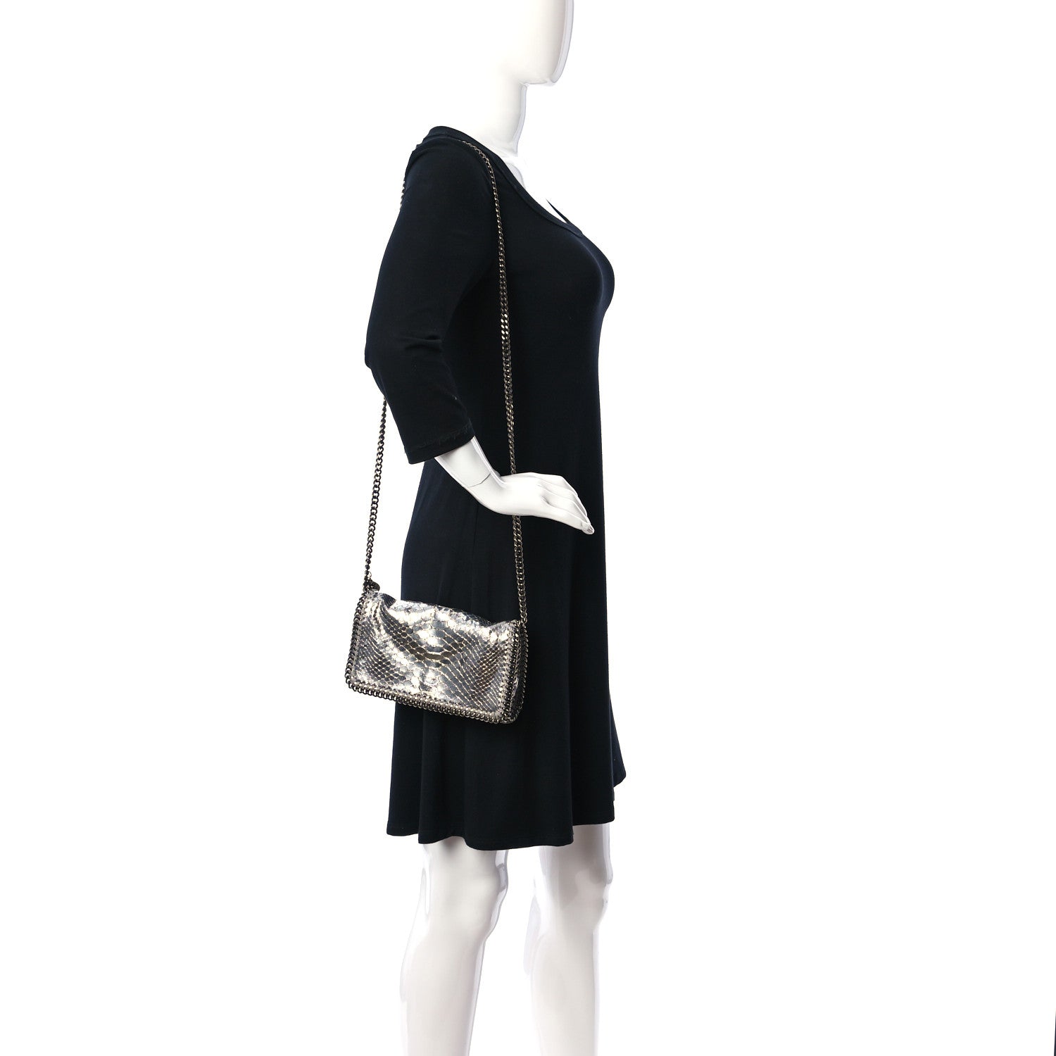 Stella McCartney Metallic Alter Snakeskin Falabella Crossbody Bag Silver 2 of 11