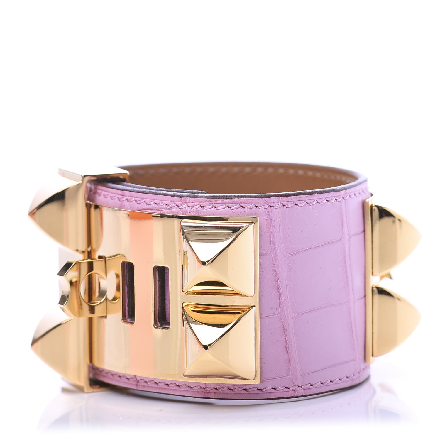 Hermes Matte Alligator Collier De Chien CDC Bracelet T2 5P Pink 3 of 8