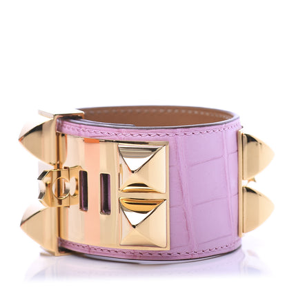 Hermes Matte Alligator Collier De Chien CDC Bracelet T2 5P Pink 3 of 8
