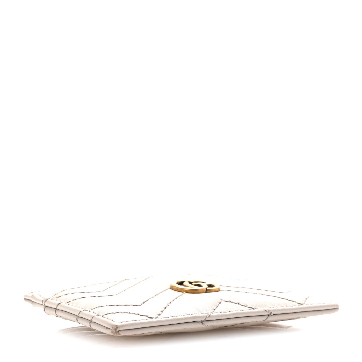 Calfskin Matelasse GG Marmont Card Holder Light Grey