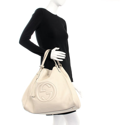 Gucci Pebbled Calfskin Large Soho Shoulder Bag Off White 2 of 13
