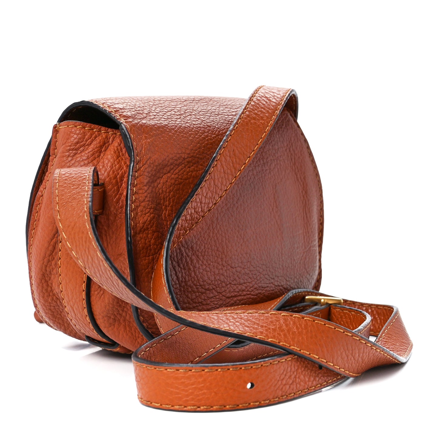 Grained Calfskin Small Marcie Saddle Bag Tan