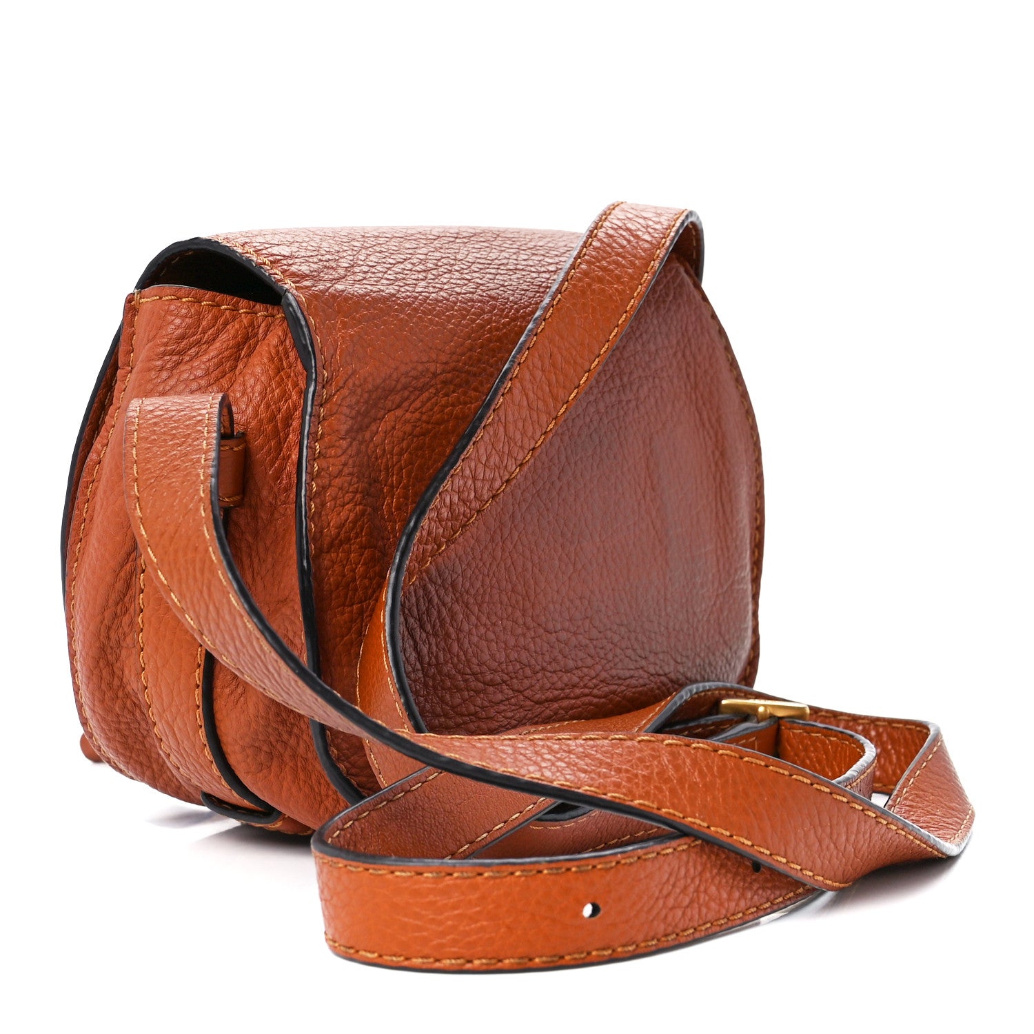 Chloe Grained Calfskin Small Marcie Saddle Bag Tan 3 of 12