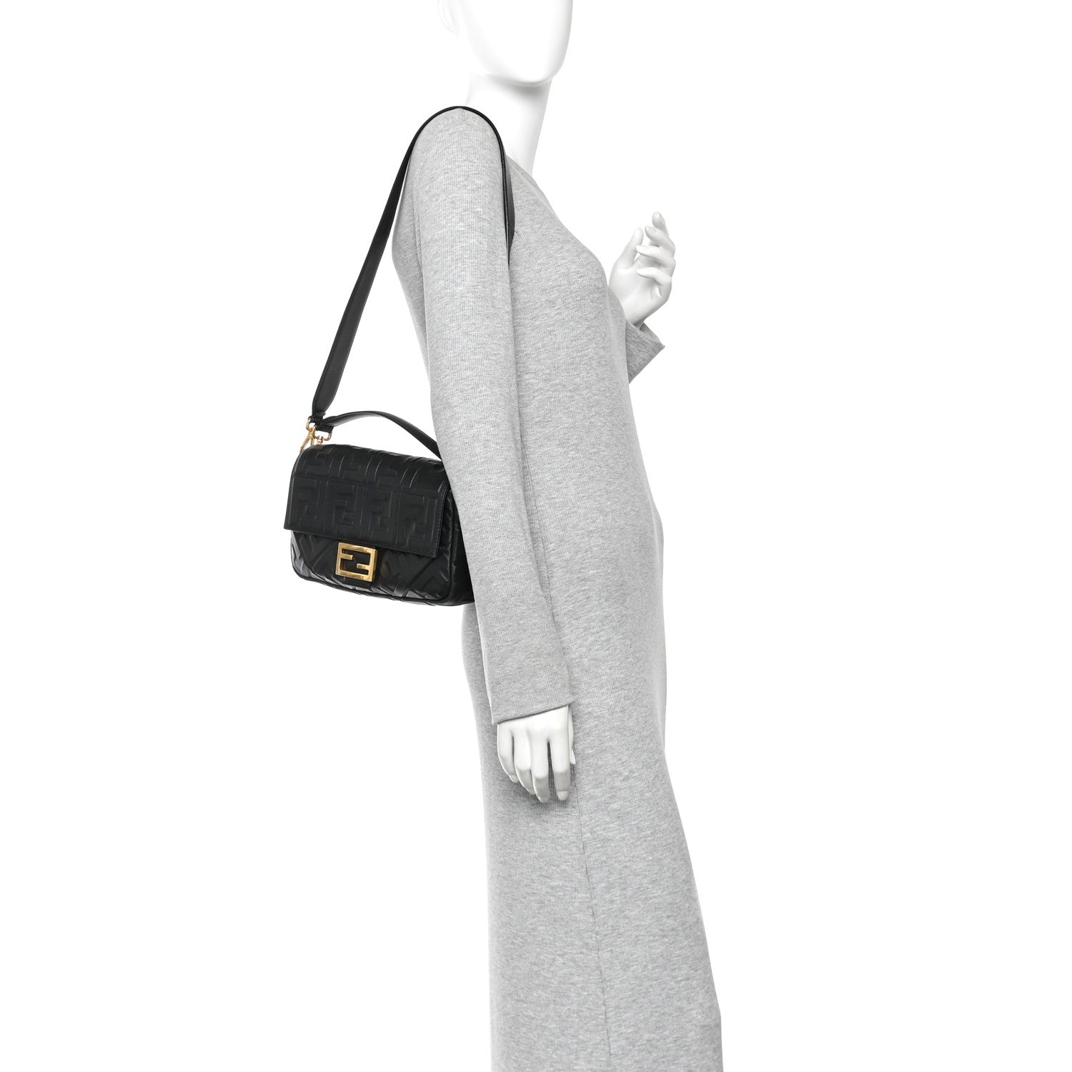 Fendi Nappa FF 1974 Embossed Baguette Black 2 of 11