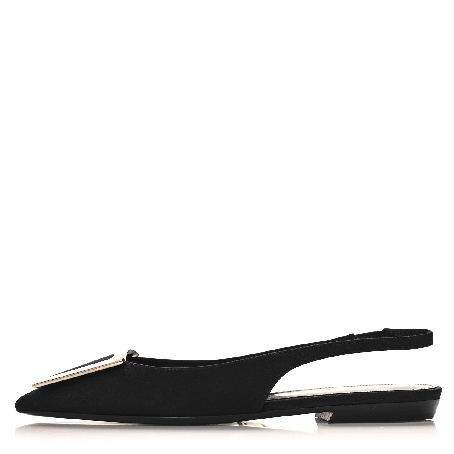 Saint Laurent Crepe De Chine Vivi 10 Plate Slingback Flats 37 Black 1 of 10