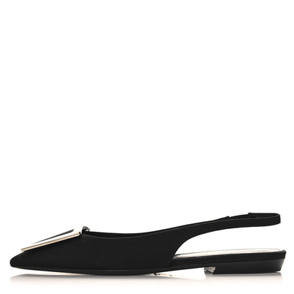 Saint Laurent Crepe De Chine Vivi 10 Plate Slingback Flats 37 Black 1 of 10