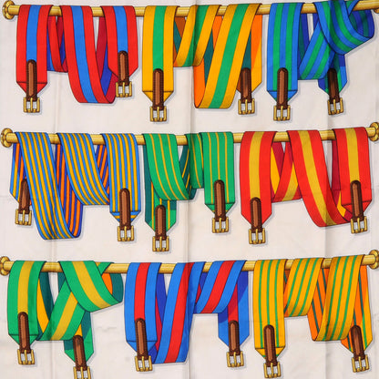 Hermes Silk Sangles Scarf 90 Bleu 1 of 4