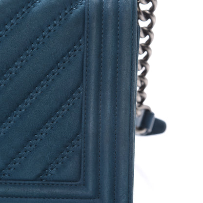 Chanel Nubuck Chevron Quilted Medium Boy Flap Blue 11 of 17