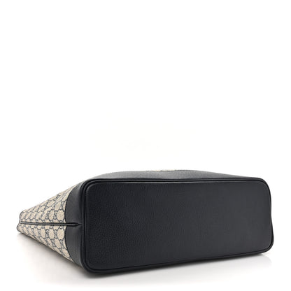 Gucci GG Supreme Monogram Textured Dollar Calfskin Medium Ophidia Shoulder Tote Bag Beige Blue 4 of 12