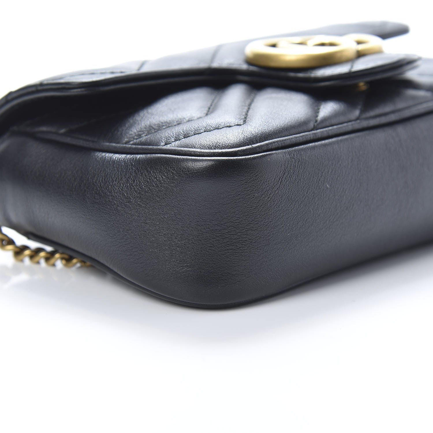 Gucci Calfskin Matelasse Super Mini GG Marmont Shoulder Bag Black 9 of 11