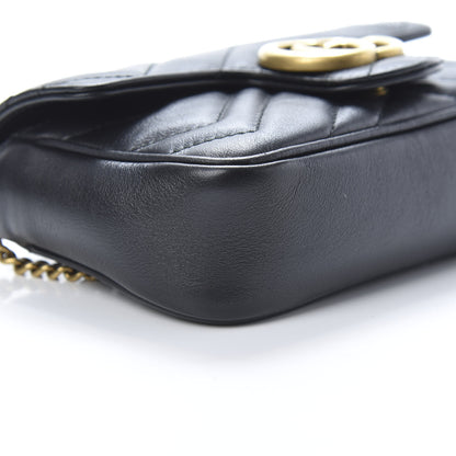 Gucci Calfskin Matelasse Super Mini GG Marmont Shoulder Bag Black 9 of 11