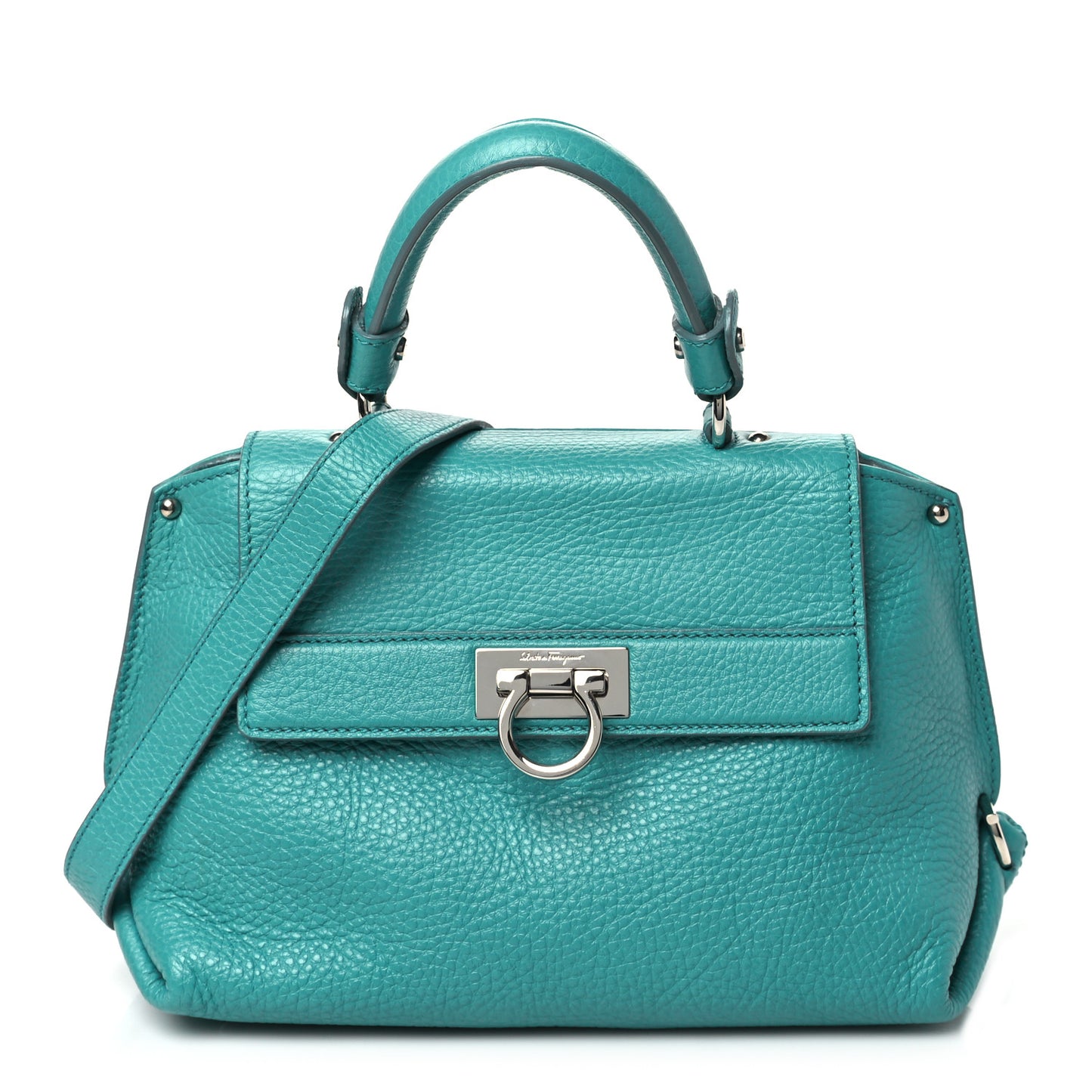 Grained Calfskin Sofia Satchel Teal