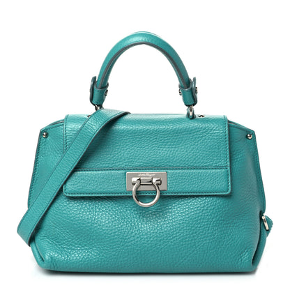 Salvatore Ferragamo Grained Calfskin Sofia Satchel Teal 1 of 10