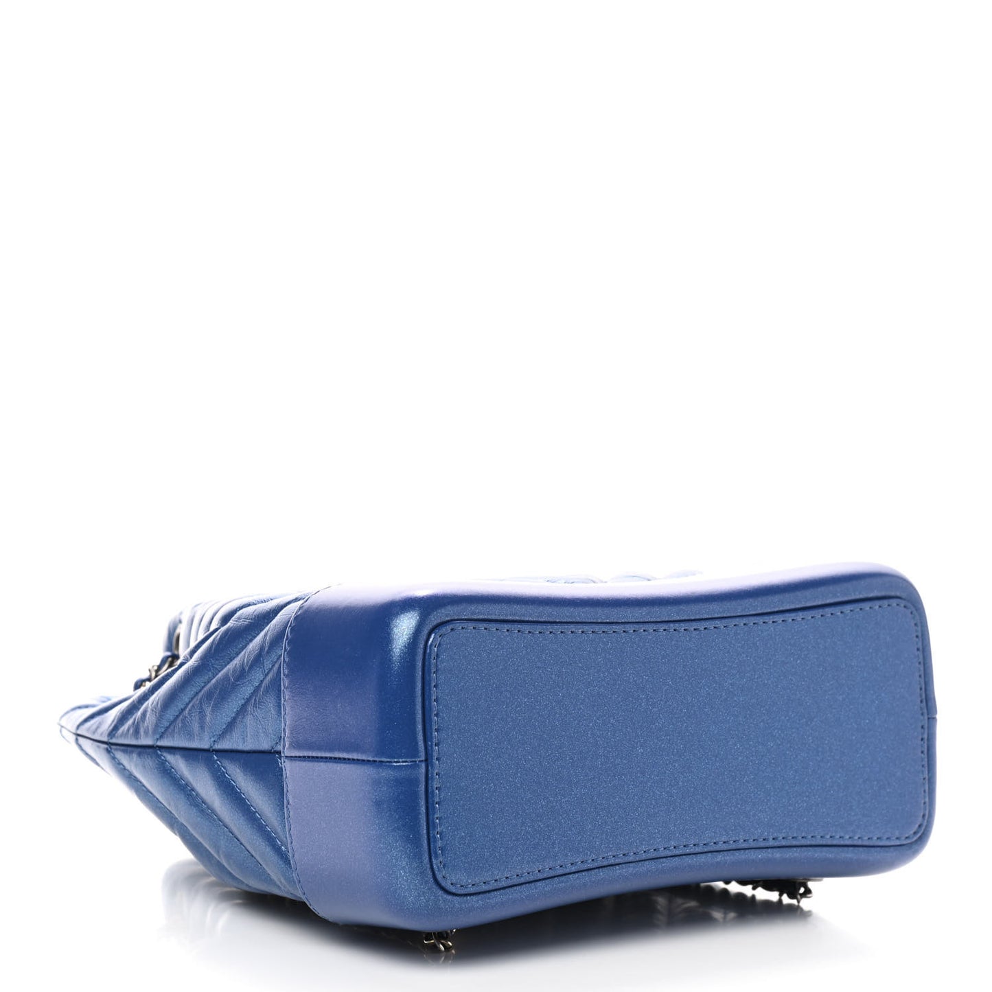 Iridescent Aged Calfskin Chevron Quilted Small Gabrielle Backpack Blue