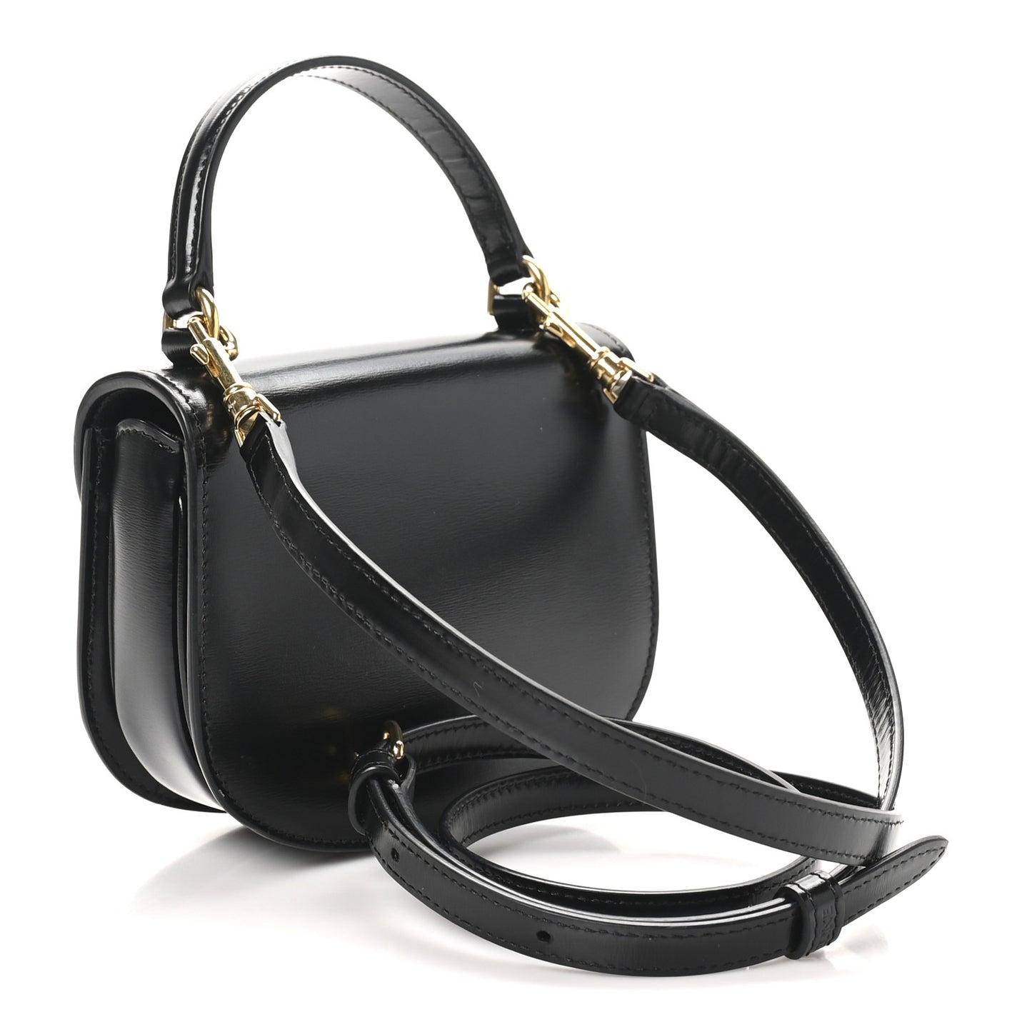 Shiny Calfskin Triomphe Mini Besace Clea Black